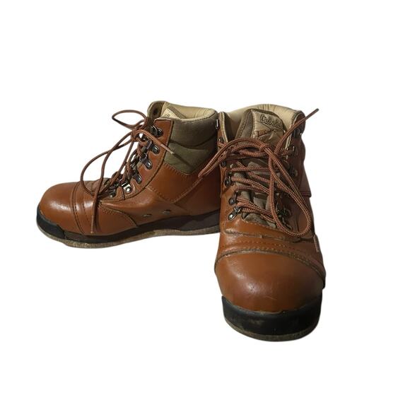 Vintage Cabelas Felt Bottom Faux Leather Wader Boots Size 6 Fishing Outdoor Used - Picture 4 of 10